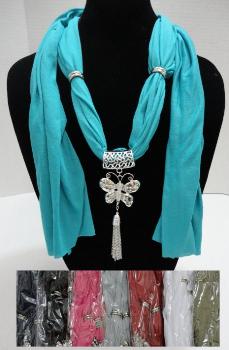 Scarf Necklace-Butterfly with Tassels 70"